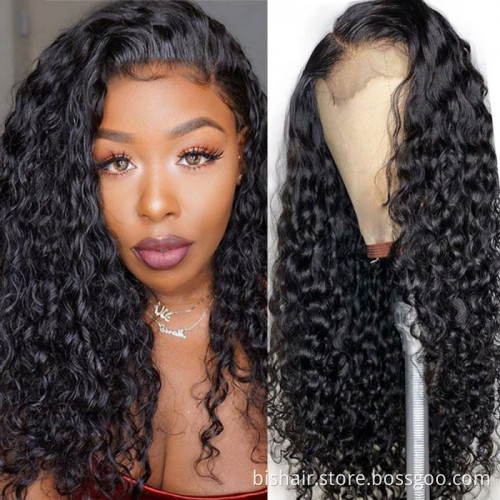 BIS Brazilian Curly Human Hair 4x4 Lace Frontal Wig For Black Women 150 Density Wigs With Transparent Lace Closure Wigs